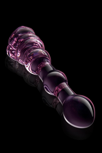Стеклянный фаллоимитатор в форме бутона розы с бусинами розовый Dream Toys Glaze Glass - 4