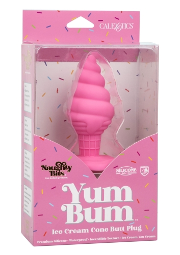 Анальная пробка с присоской в форме мороженого розовая CalExotics Yum Bum Ice Cream Cone - 10