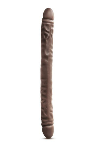 Подвійний фалоімітатор реалістичний шоколадного кольору DR SKIN 18inch CHOCOLATE - 3