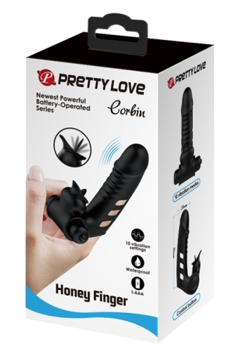 Силиконовый клиторальный стимулятор на палец черный Pretty Love - Corbin Finger - 10