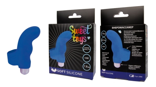 Вибратор для клитора силиконовый на палец SWEET TOYS синий L 7,8 см D 2,3 см - 2