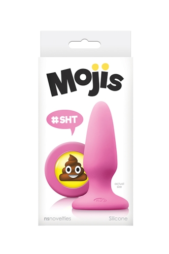 Анальная силиконовая пробка розового цвета с заглушкой смайликом NS Novelties Mojis ily sht medium - 2