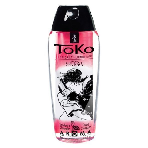Лубрикант съедобный на водной основе вкус игристого клубничного вина Shunga Toko AROMA 165 мл - 1