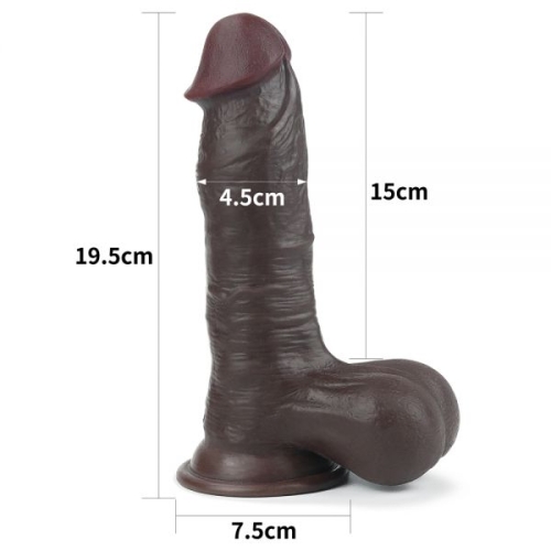 Фаллоимитатор реалистичный с присокой черный Lovetoy 7.8 Sliding Skin Dual Layer Dong - 2