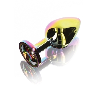 Анальная пробка металлическая средняя Twilight Booty Jewel Toy Joy радужная М