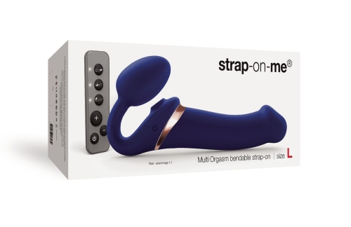 Вібрострапон безременевий з вакуумною стимуляцією синього кольору L Strap On Me MULTI ORGASM - 8