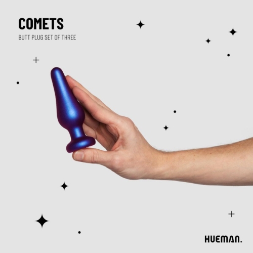 Набор анальных пробок фиолетового цвета Hueman Comets 3 штуки - 3