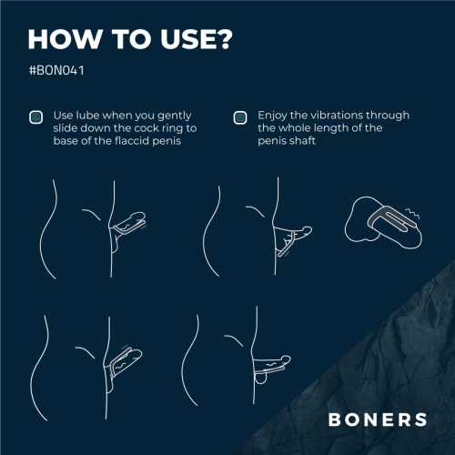Ерекційне віброкільце на член синє Boners Cockring &amp;amp; Ball Stimulator - 13
