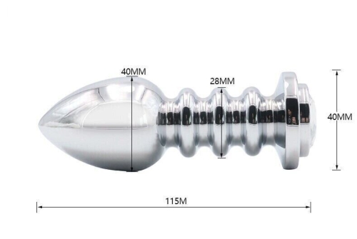 Рифленая анальная пробка с кристалом SKN-MS102 - 6