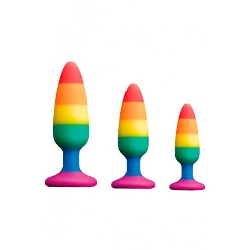 Анальная пробка радужного цвета Wooomy Hiperloo Silicone Rainbow Plug размер M - 4