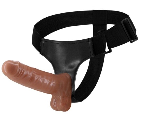 Страпон с вибрацией на ремне коричневый Ultra Passionate Harness Realdeal Penis 6.2 - 9