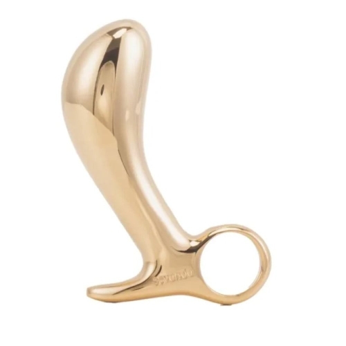 Масажер простати з кільцем металевий золотий Lockink Sevanda Woodpecker Massager, - 3