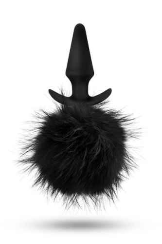 Анальная пробка с хвостиком черного цвета Blush Pom plugs - 1