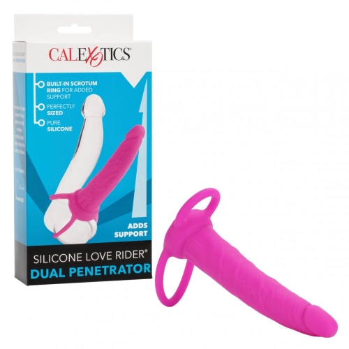 Насадка на член для подвійного проникнення рожевого кольору California еxotic noveltiesc Silicone Love Rider Dual Penetrator - 2