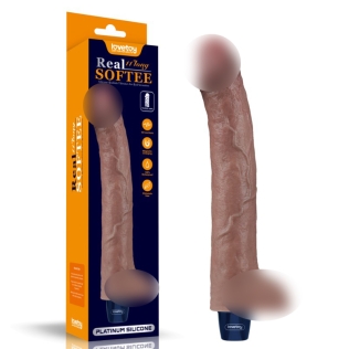 Вагинальный вибратор из силикона коричневый коричневый Real Softee Rechargeable Silicone Vibrating Dildo 11.0 