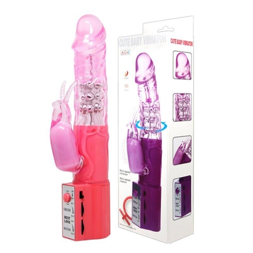 Вібратор з кліторальним відростком рожевий Lybaile Cute baby vibrator - 1