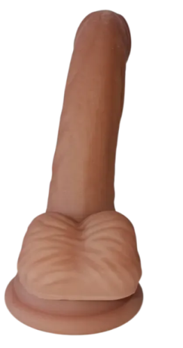 Фаллоимитатор реалистичный с мошонкой на присоске силиконовый телесный OYO - Dildo Double Layer Silicone YQW-040 - 2