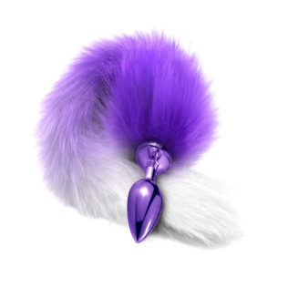 Анальная пробка с хвостом фиолетового цвета NS Novelties Global Novelties Nixie Metal Butt Plug With Ombre Tail Purple Metallic