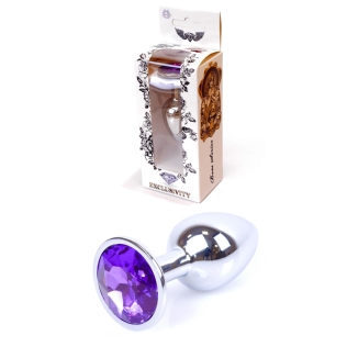 Анальна пробка S сріблястого кольору із кристалом фіолетового кольору BOSS of TOYS Jewellery plug