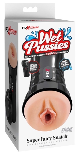 Мастурбатор в черной колбе вагина самосмазывающийся телесный Pipedream PDX Extreme Wet Pussies - 4