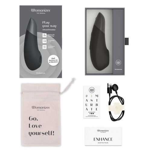 Кліторальний вакуумний вібростимулятор 2 в 1 чорний Womanizer Enhance - 16