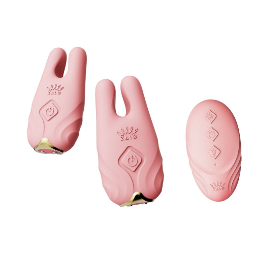 Вібратор для клітора та сосків силіконовий з пультом ДК Zalo Nave Coral Pink - 1