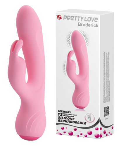 Вибратор с отростком для клитора нежно розового цвета LYBAILE Pretty Love Broderick - 1
