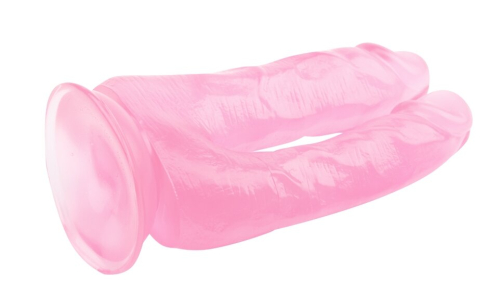 Подвійний анально вагінальний фалоімітатор на присоску рожевий CHISA Hi Rubber 6.3 Inch Dildo - 4