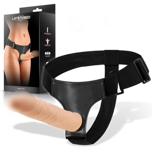Страпон гибкий реалистичный ременной телесный Latetobed Magto Bendable Strap-On Harness - 1