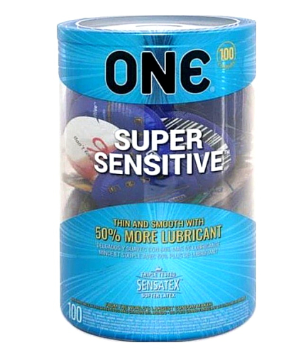 Презервативы из натурального каучукового латекса гладкие ультратонкие ONE Super Sensitive 100 штук - 1