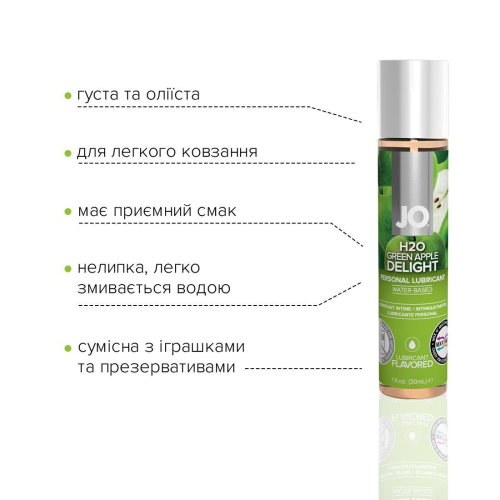 Лубрикант съедобный для минета и кунилингуса вкус зеленого яблока System JO H2O 30 мл - 3
