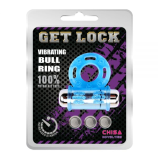Эрекционное виброкольцо на пенис голубого цвета Chisa Vibrating Bull Ring