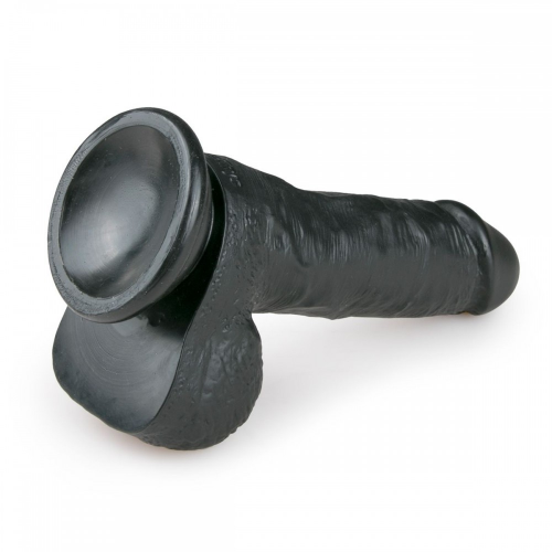 Фаллоимитатор реалистичный с мошонкой черный на присоске EasyToys Realistic Dildo 17,5 см - 3