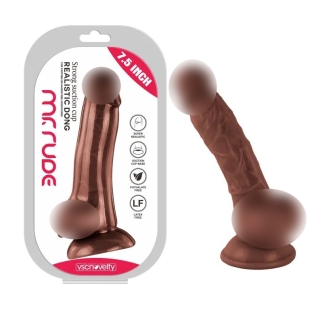 Реалістичний фалоімітатор на присосці Realistic Dong Brown Mr. Rude 7.5 коричневий
