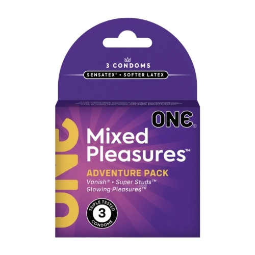 Презервативи з пухирцями різних кольорів ONE Mixed Pleasure 3 штуки - 1