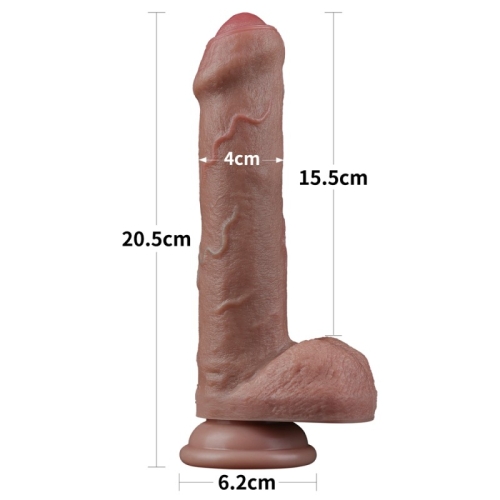 Фалоімітатор з венами на присосці Dual Layered Silicone Cock 8.0 коричневий - 2
