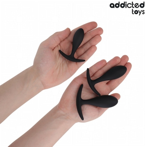 Набір анальних пробок чорних силіконових Addicted Toys Set Of 3 Anal Plug Silicone модель 2 3 штуки - 3