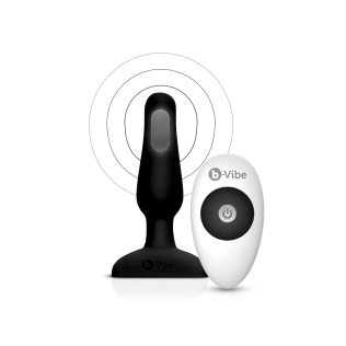 Анальная пробка с вибрацией и пультом B-Vibe для эротических игр силиконовая черная