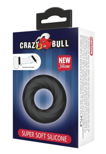 Силиконовое эрекционное кольцо черное Crazy Bull Super Soft - 7