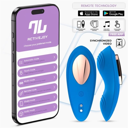 Клиторальные вибротрусики силиконовые синего цвета Intoyou Panty Vibrator App - 2