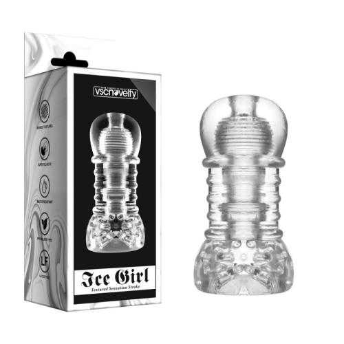Мастурбатор рельєфний прозорого кольору Ice Girl Textured Sensation Stroker - 1