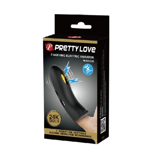 Клиторальный стимулятор с электростимуляцией на палец черный Pretty Love MARICO Fingering Electric Vibrator - 11