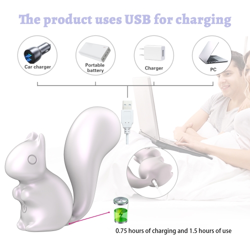 Мини-вибратор клиторальный в форме белочки белый Every Night Toys Debbie 10 режимов вибрации - 3