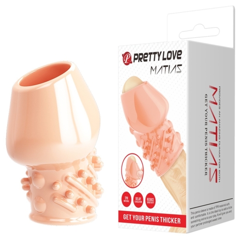 Насадка на член з реберцями та пухирцями тілесного кольору Lybaile Pretty Love Matias Skin - 1