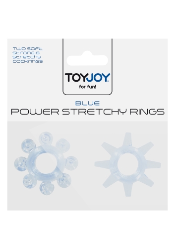 Эрекционные кольца на пенис голубого цвета 2 штуки Toy Joy - Power Stretchy Rings - 1