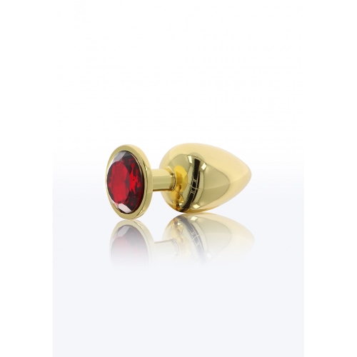 Анальний металевий затор середній з каменем червоного кольору Butt Plug With Diamond Jewel Taboom - 3