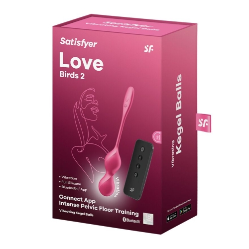Вагинальные шарики с вибрацией и смарт управлением красного цвета Satisfyer Love Birds 1 - 5