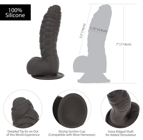 Фалоімітатор на присосці чорний Addiction Ben 7&amp;quot; Dildo With Balls та віброкуля в подарунок - 4