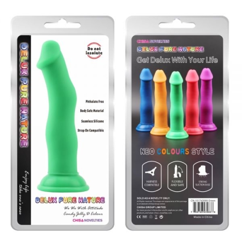 Фаллоимитатор с изгибами на присоске салатового цвета Chisa Jolly D - 2