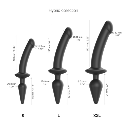 Анальная пробка с фаллоимитатором черного цвета размер XXL Strap On Me PLUG IN DILDO - 4